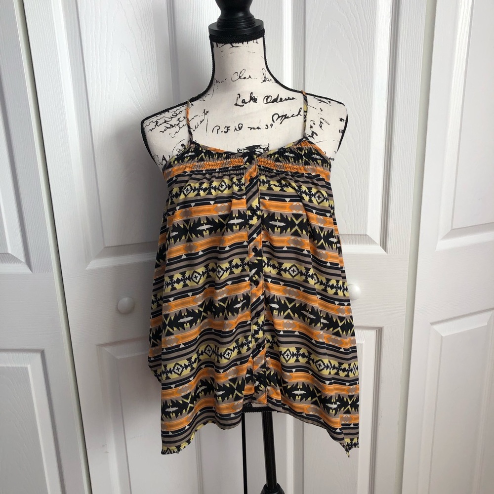 Grey Lin {Anthropologie} Small Trapeze Aztec Tank